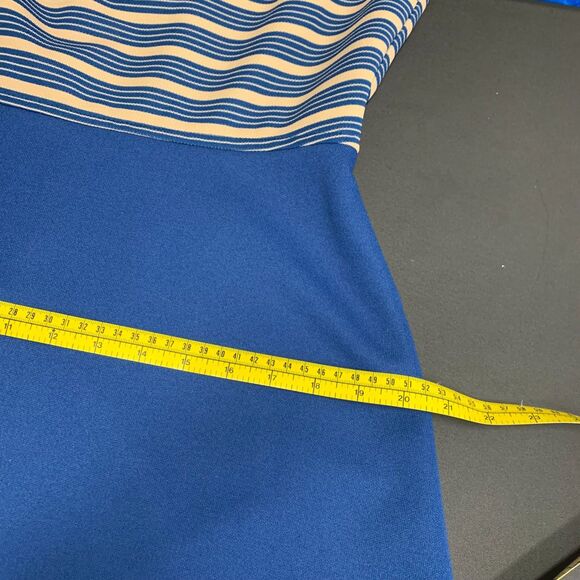 VTG 70's Womens 2 PC Sleevelss Dress A-Line Striped Bodice Solid Skirt Jacket - Picture 11 of 15